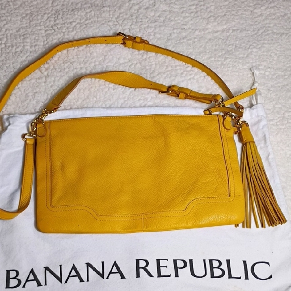Banana Republic Mustard Leather Crossbody Bag - Picture 1 of 16
